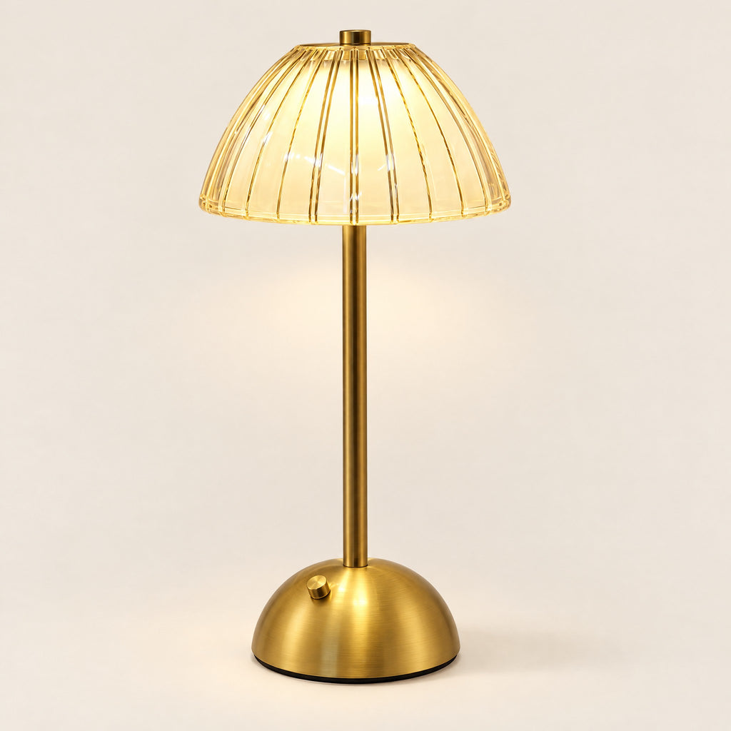 The Gem cordless crystal table lamp with gold-tone base