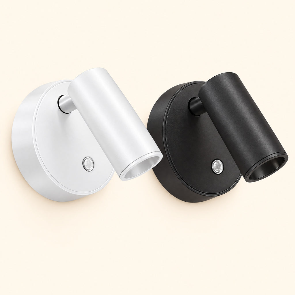 The Nook rechargeable magnetic wall light in white and black