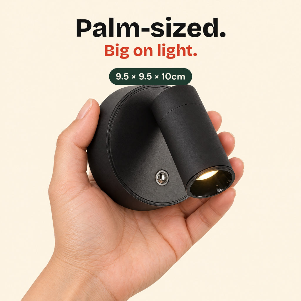 The Nook held in a hand to show its 9.5cm size