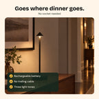 The Perch lamp on a hallway sideboard, no cable